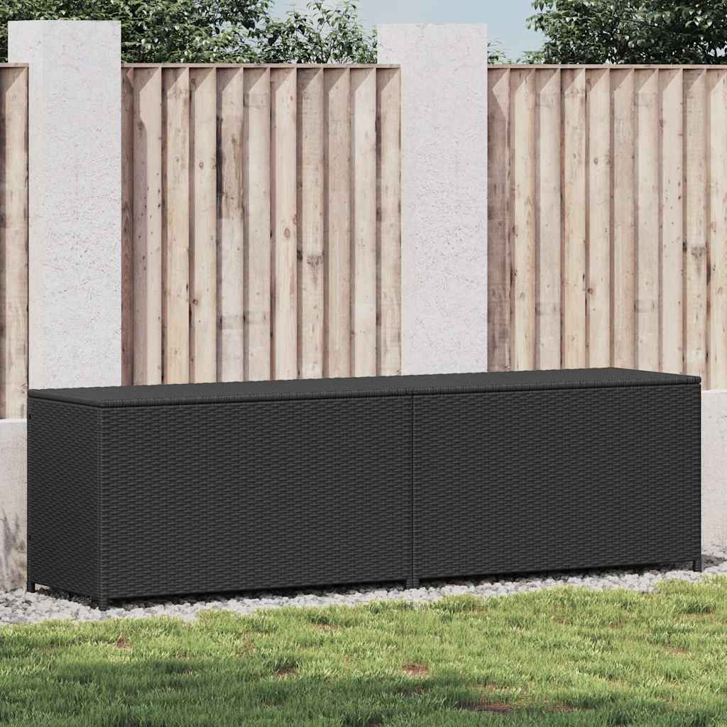 Gartenbox Poly Rattan 200x50x60 cm Schwarz