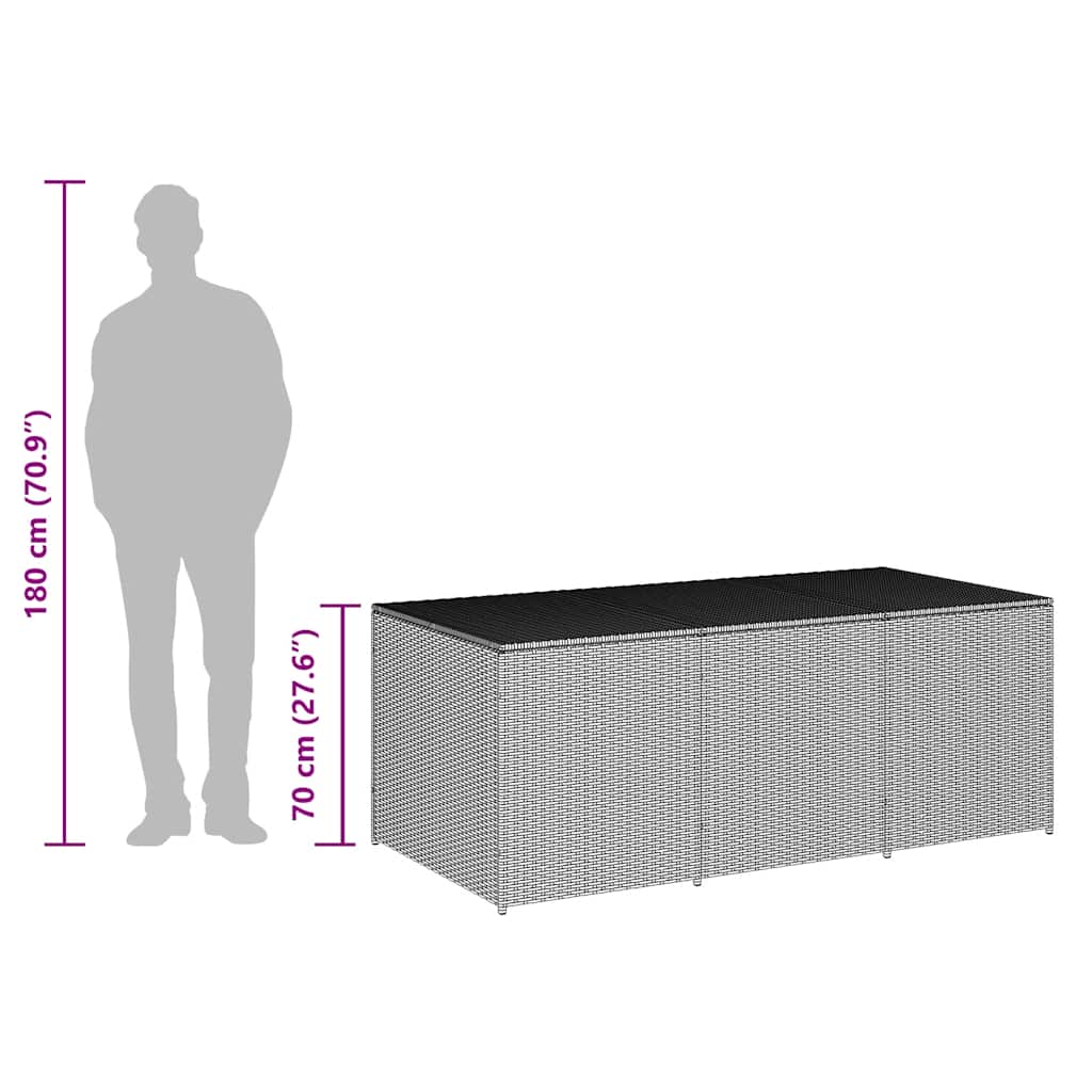 Gartenbox Poly Rattan 180x90x70 cm Schwarz