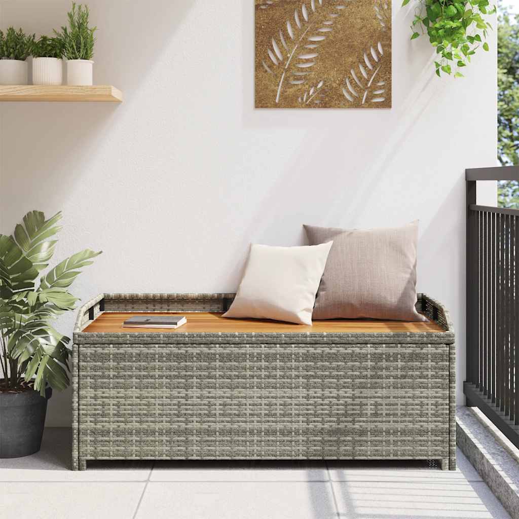 Gartenbank mit Stauraum 120 cm Poly Rattan Grau
