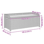 Gartenbank mit Stauraum 120 cm Poly Rattan Grau