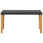Gartenbank 120 cm Schwarz Poly Rattan und Massivholz Akazie