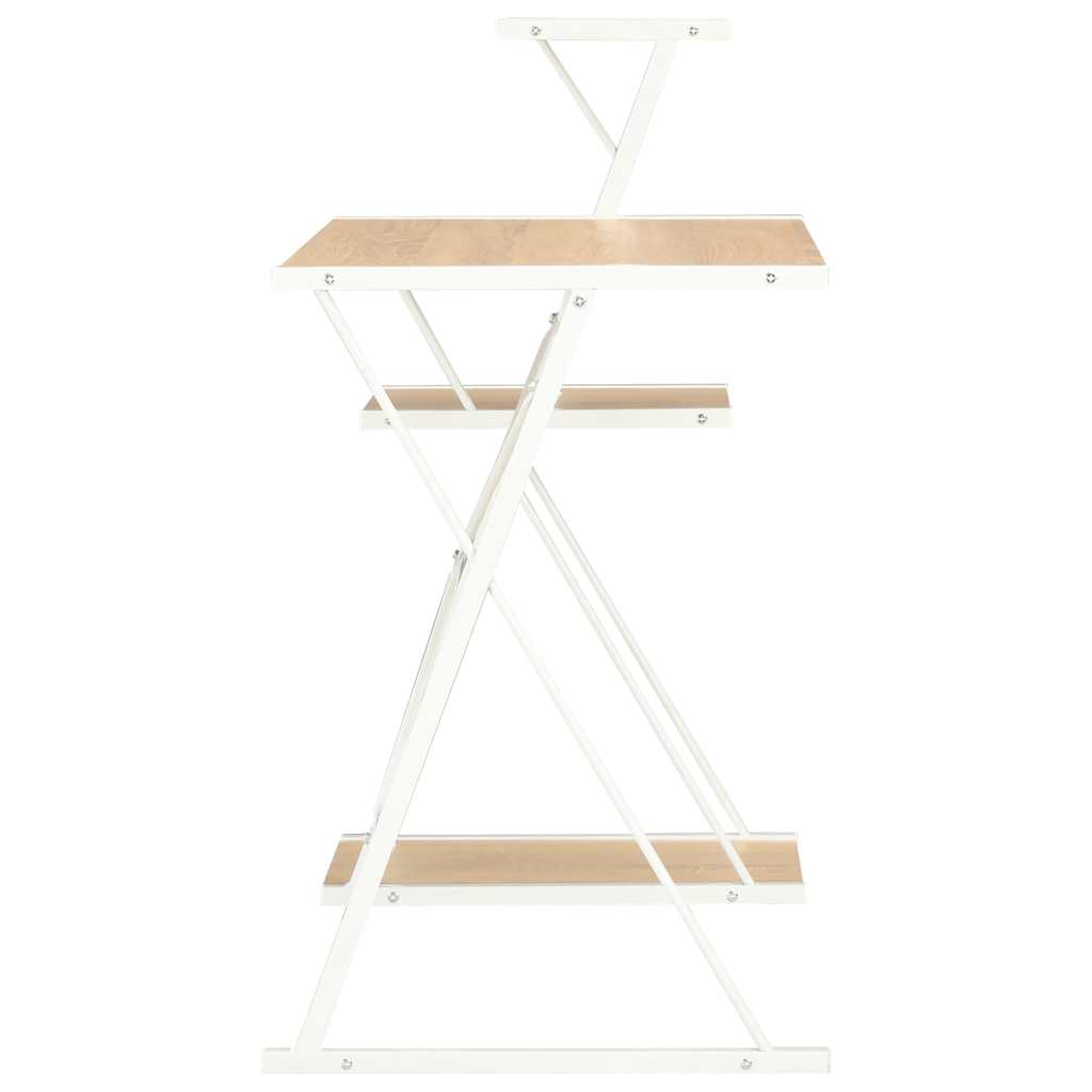 Schreibtisch mit Regal Weiß und Eiche 116×50×93 cm