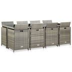 13-tlg. Garten-Essgruppe mit Auflagen Poly Rattan Grau