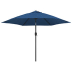 Sonnenschirm mit LED-Beleuchtung und Stahl-Mast 300 cm Azurblau