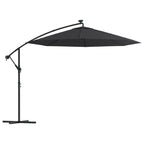 Ampelschirm mit LED-Beleuchtung und Stahl-Mast 300 cm Schwarz