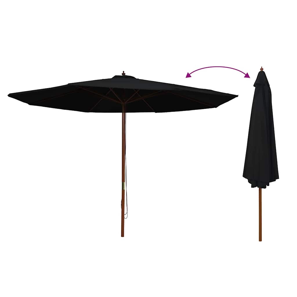 Sonnenschirm mit Holzmast 350 cm Schwarz