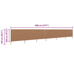 6-teiliges Windschutzgewebe 800 x 120 cm Taupe