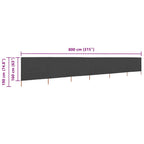 6-teiliges Windschutzgewebe 800 x 160 cm Anthrazit