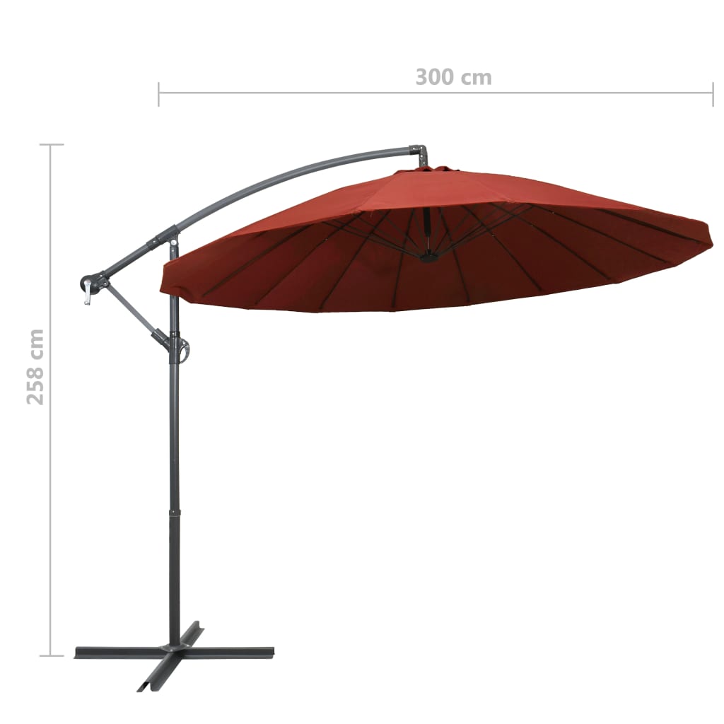 Ampelschirm Terrakottarot 3 m Aluminium-Mast