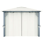 Pavillon mit Vorhängen 400 x 300 cm Creme Aluminium