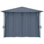 Pavillon mit Vorhängen 400×300 cm Anthrazit Aluminium