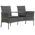 2-Sitzer-Gartensofa mit Teetisch Poly Rattan Anthrazit