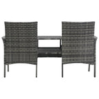 2-Sitzer-Gartensofa mit Teetisch Poly Rattan Anthrazit