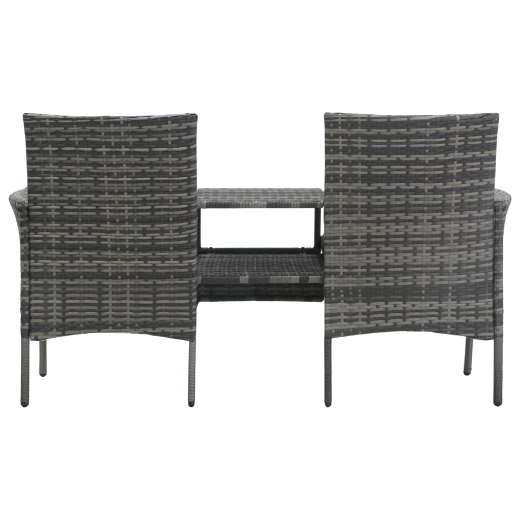 2-Sitzer-Gartensofa mit Teetisch Poly Rattan Anthrazit