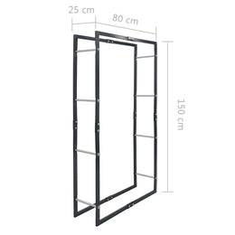 vidaXL Brennholzregal Schwarz 80×25×150 cm Stahl