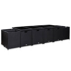 13-tlg. Garten-Essgruppe mit Auflagen Poly Rattan Schwarz
