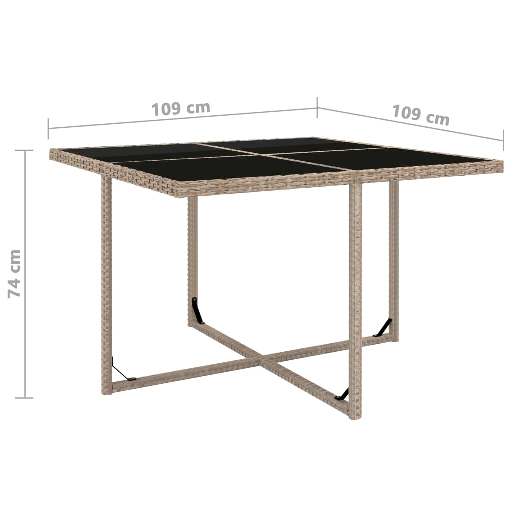 5-tlg. Garten-Essgruppe mit Auflagen Poly Rattan Beige