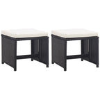 Gartenhocker 2 Stk. mit Sitzkissen Poly Rattan Schwarz