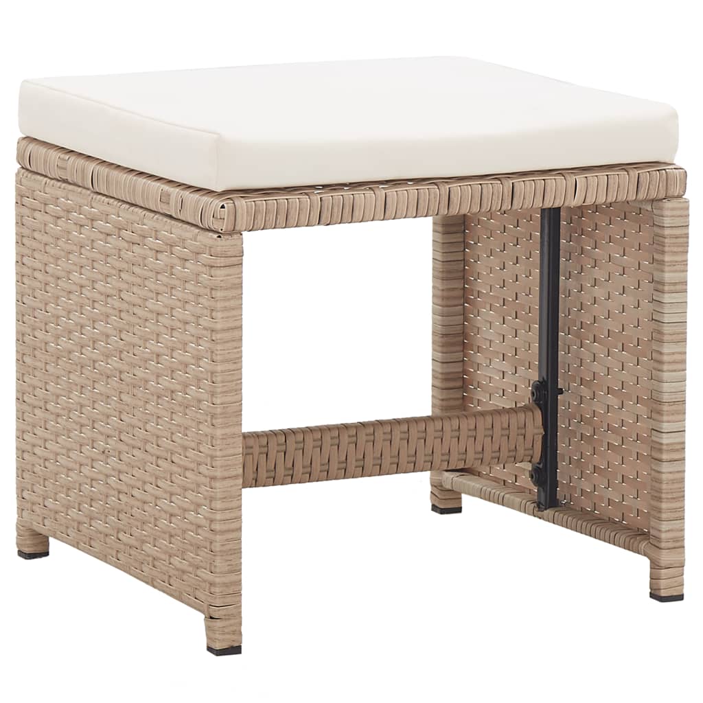 15-tlg. Garten-Essgruppe mit Auflagen Poly Rattan Beige