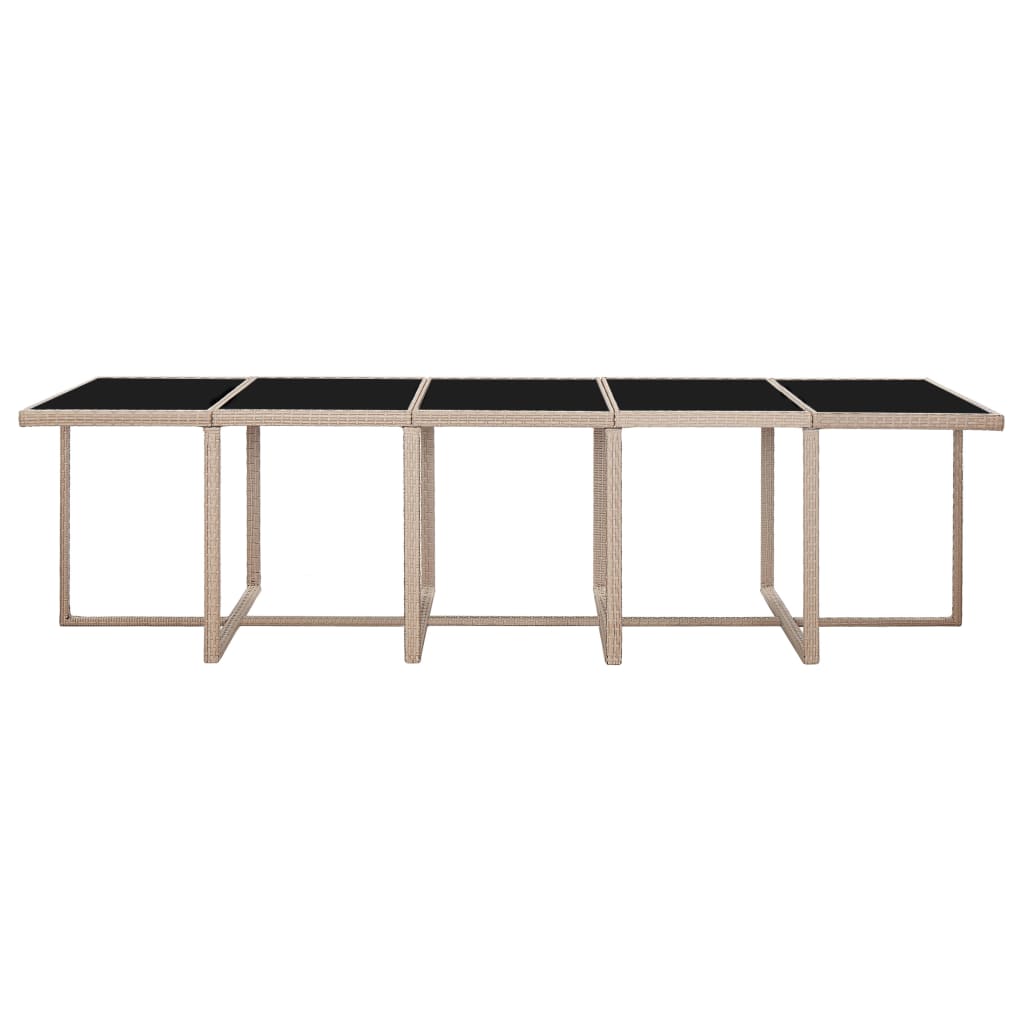 15-tlg. Garten-Essgruppe mit Auflagen Poly Rattan Beige