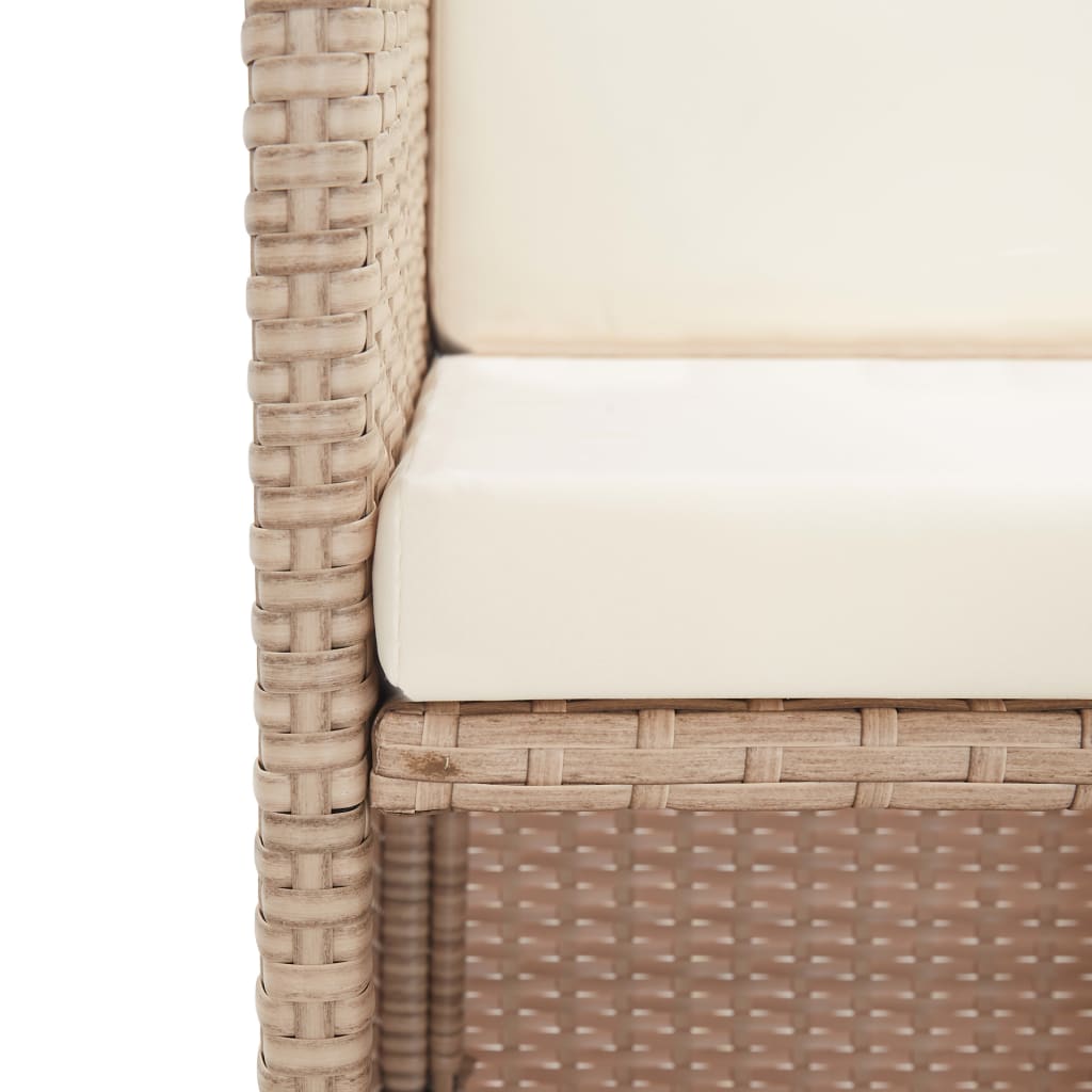 15-tlg. Garten-Essgruppe mit Auflagen Poly Rattan Beige