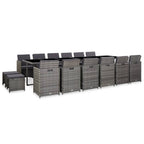 17-tlg. Garten-Essgruppe mit Auflagen Poly Rattan Grau