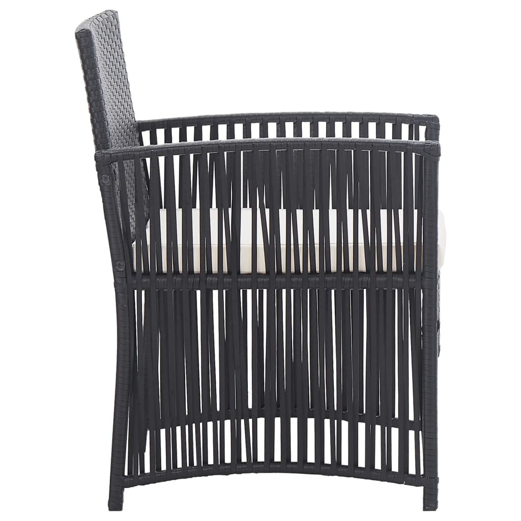 4-tlg. Garten-Lounge-Set mit Auflage Poly Rattan Schwarz