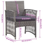 Gartensessel mit Sitzkissen 2 Stk. Anthrazit Poly Rattan
