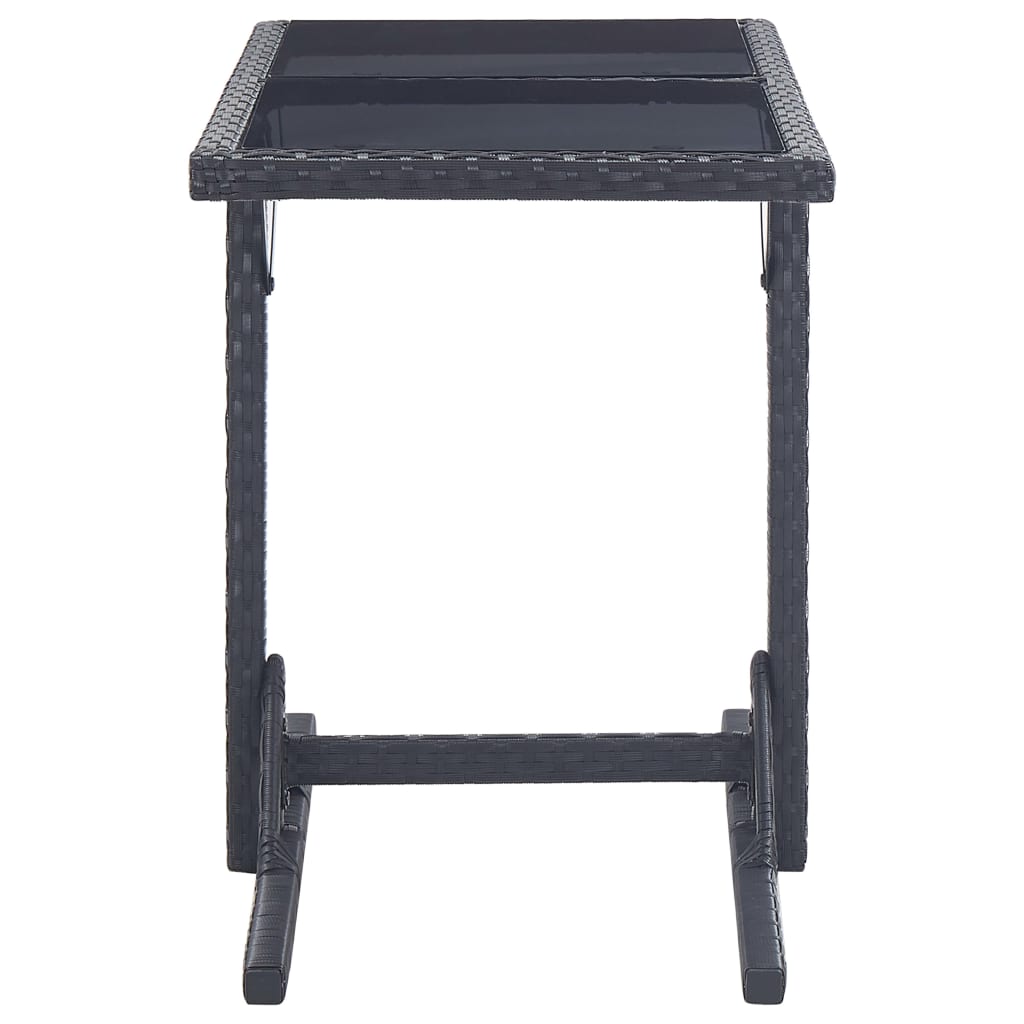 Gartentisch Schwarz 110×53×72 cm Glas und Poly Rattan