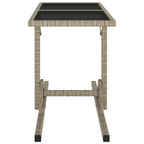 Gartentisch Beige 110×53×72 cm Glas und Poly Rattan