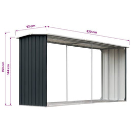 vidaXL Brennholzlager Verzinkter Stahl 330 x 92 x 153 cm Anthrazit