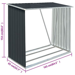 vidaXL Brennholzlager Verzinkter Stahl 163 x 83 x 154 cm Anthrazit