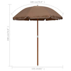 Sonnenschirm mit Stahl-Mast 180 cm Taupe