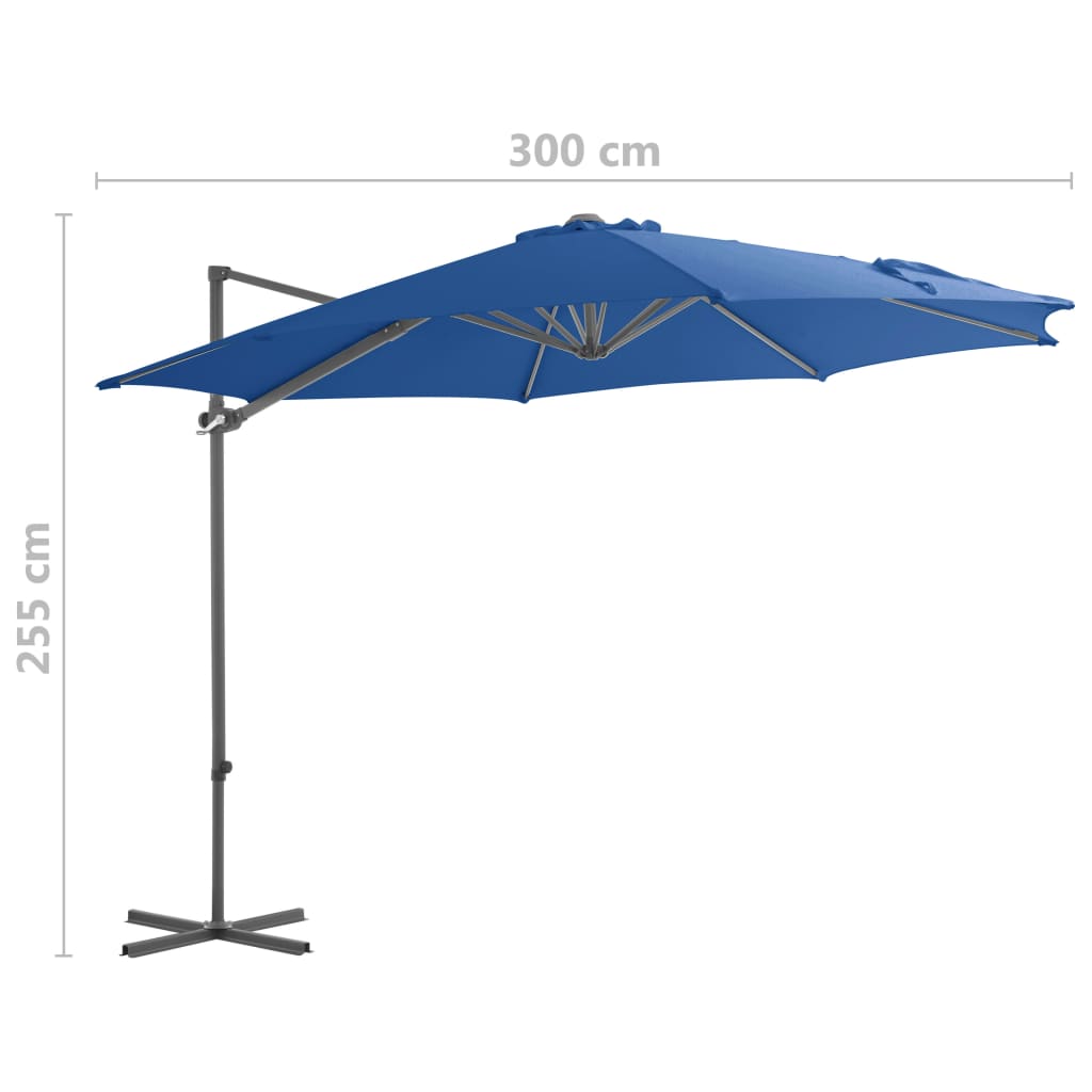 Ampelschirm mit Stahl-Mast 300 cm Azurblau