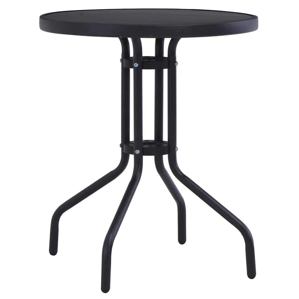 Gartentisch Schwarz 60 cm Stahl und Glas