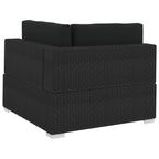 4-tlg. Garten-Sofagarnitur mit Auflagen Poly Rattan Schwarz