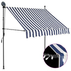 Einziehbare Markise Handbetrieben mit LED 100 cm Blau und Weiß