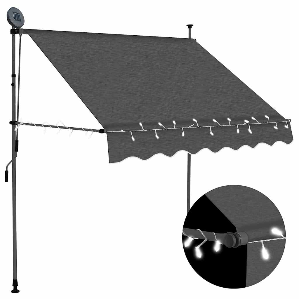 Einziehbare Markise Handbetrieben mit LED 200 cm Anthrazit