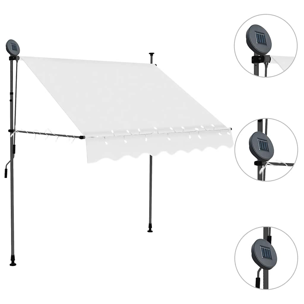 Einziehbare Markise Handbetrieben mit LED 200 cm Creme