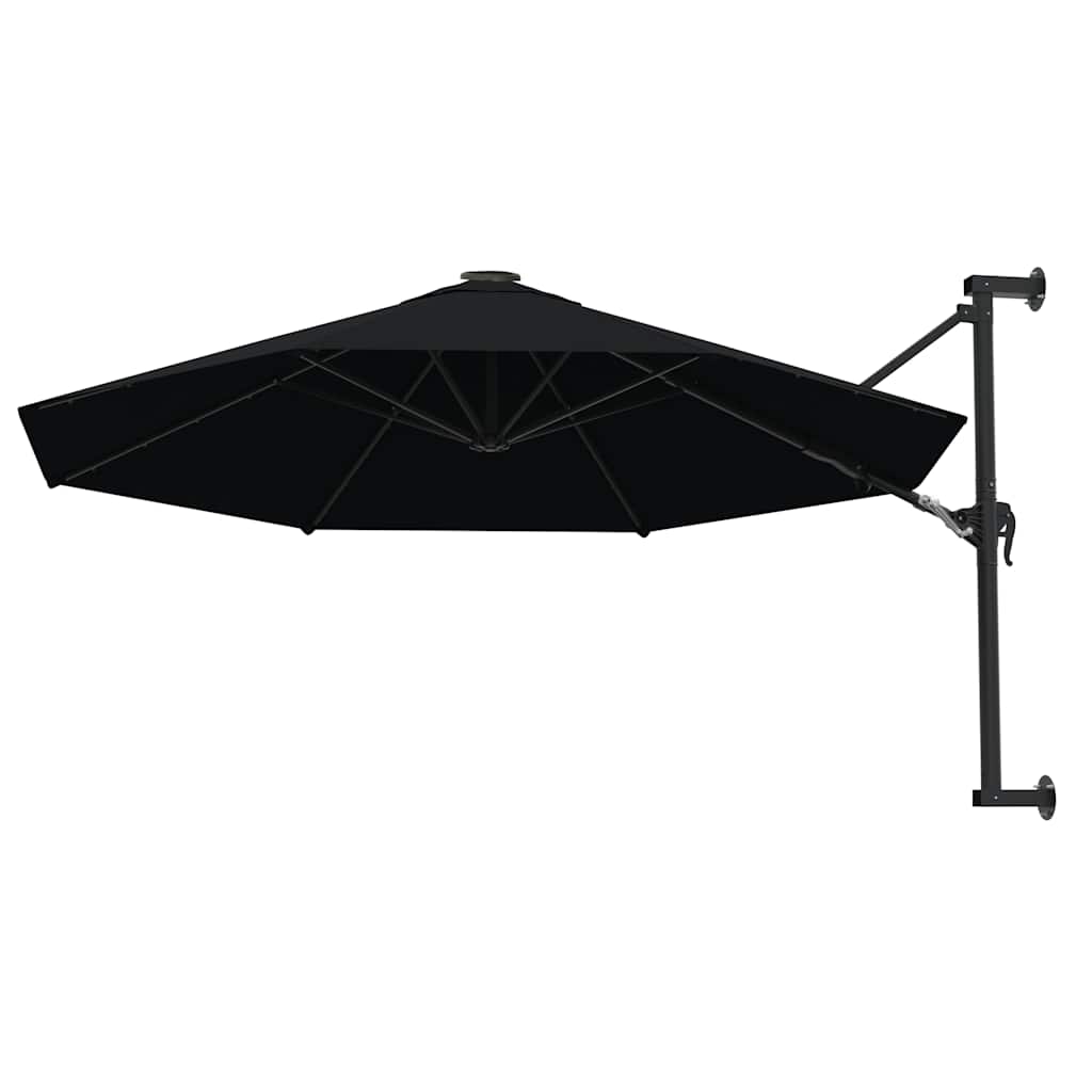 Sonnenschirm zur Wandmontage mit Metall-Mast 300 cm Schwarz