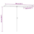 Sonnenschirm mit Aluminium-Mast 2x1,5 m Azurblau