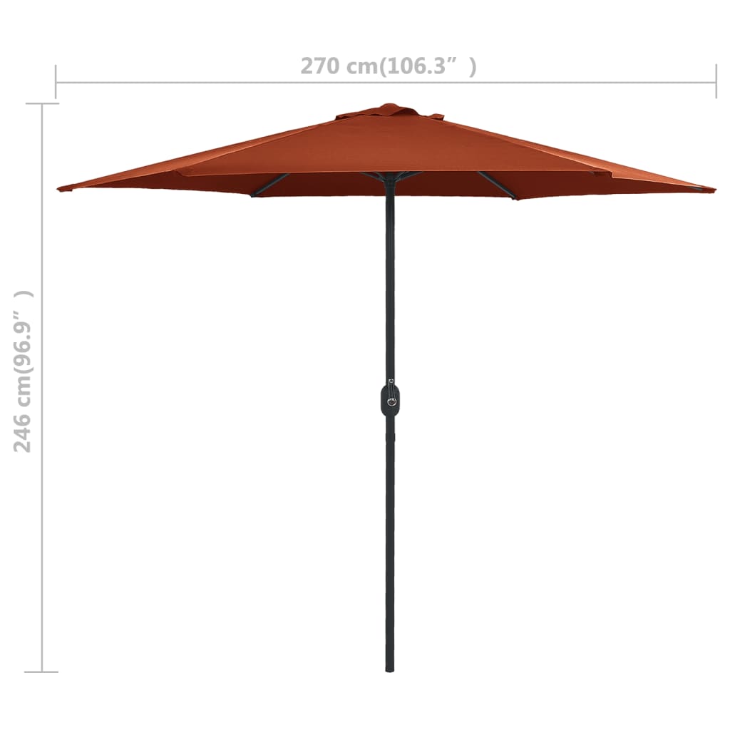 Sonnenschirm mit Aluminium-Mast 270x246 cm Terrakotta