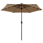 Sonnenschirm mit LED-Beleuchtung und Alu-Mast 270 cm Taupe