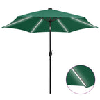 Sonnenschirm mit LED-Beleuchtung und Alu-Mast 300 cm Grün