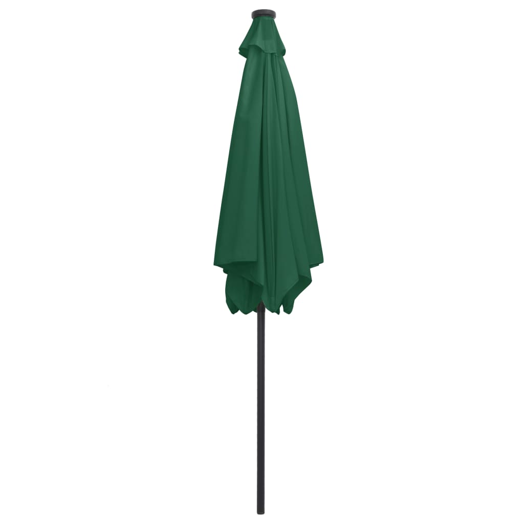 Sonnenschirm mit LED-Beleuchtung und Alu-Mast 300 cm Grün
