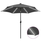 Sonnenschirm mit LED-Beleuchtung und Alu-Mast 300 cm Anthrazit