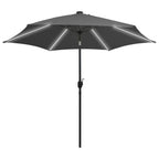 Sonnenschirm mit LED-Beleuchtung und Alu-Mast 300 cm Anthrazit