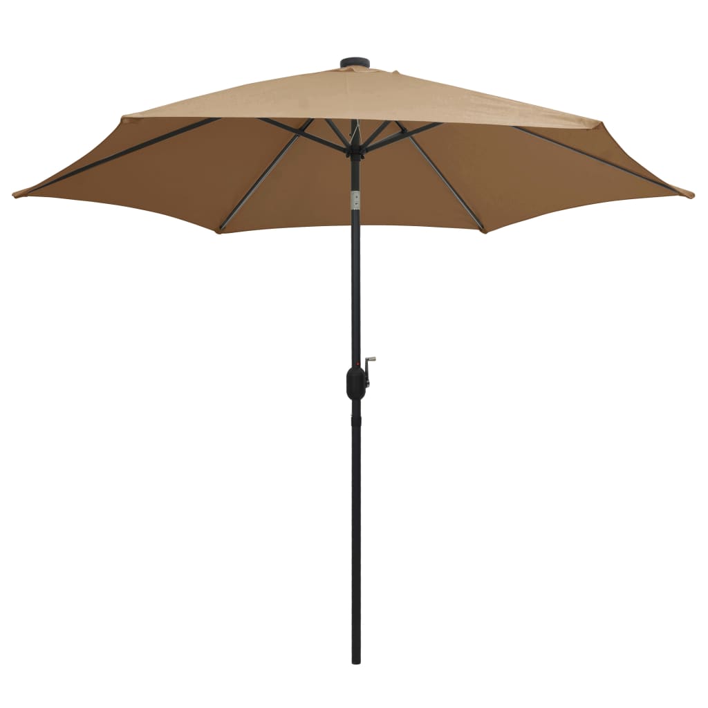 Sonnenschirm mit LED-Beleuchtung und Alu-Mast 300 cm Taupe