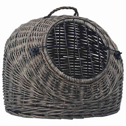 vidaXL Katzen-Transportkorb Grau 50x42x40 cm Natürliche Weide