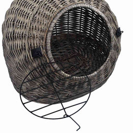 vidaXL Katzen-Transportkorb Grau 50x42x40 cm Natürliche Weide
